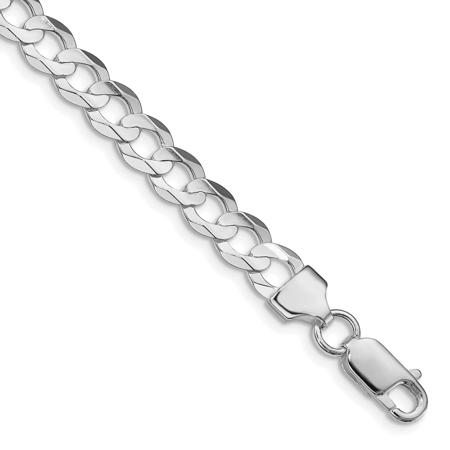 6.75mm Concave Beveled Curb Chain 7 Inch Sterling Silver Rhodium-Plated, MPN: QCBC180R-7, UPC: