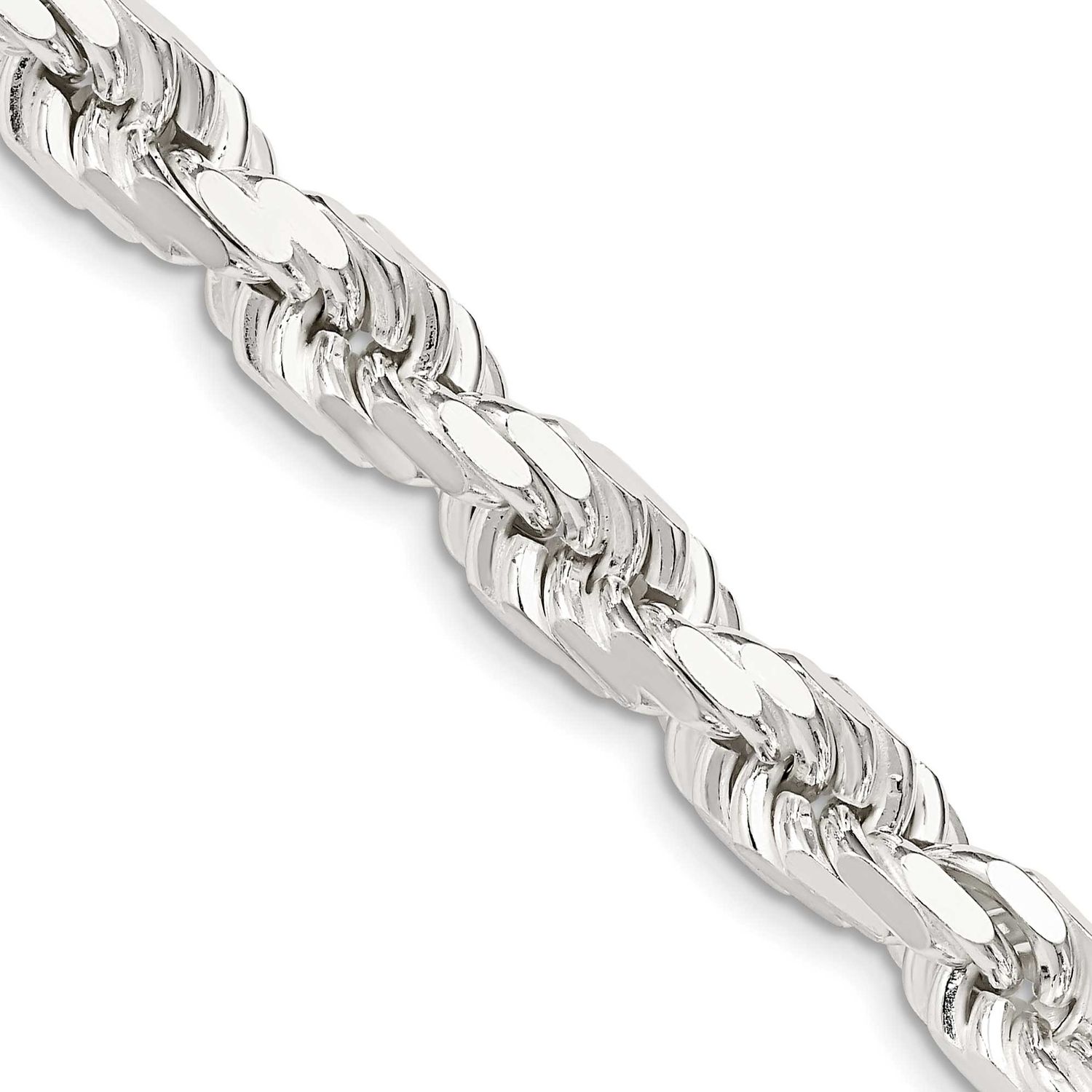 7.8mm Diamond-Cut Rope Chain 28 Inch Sterling Silver Rhodium-Plated, MPN: QDC170R-28, UPC: