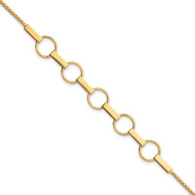 Textured Circles Bars Bracelet 14k Gold Polished, MPN: SF3260-7.5, UPC: