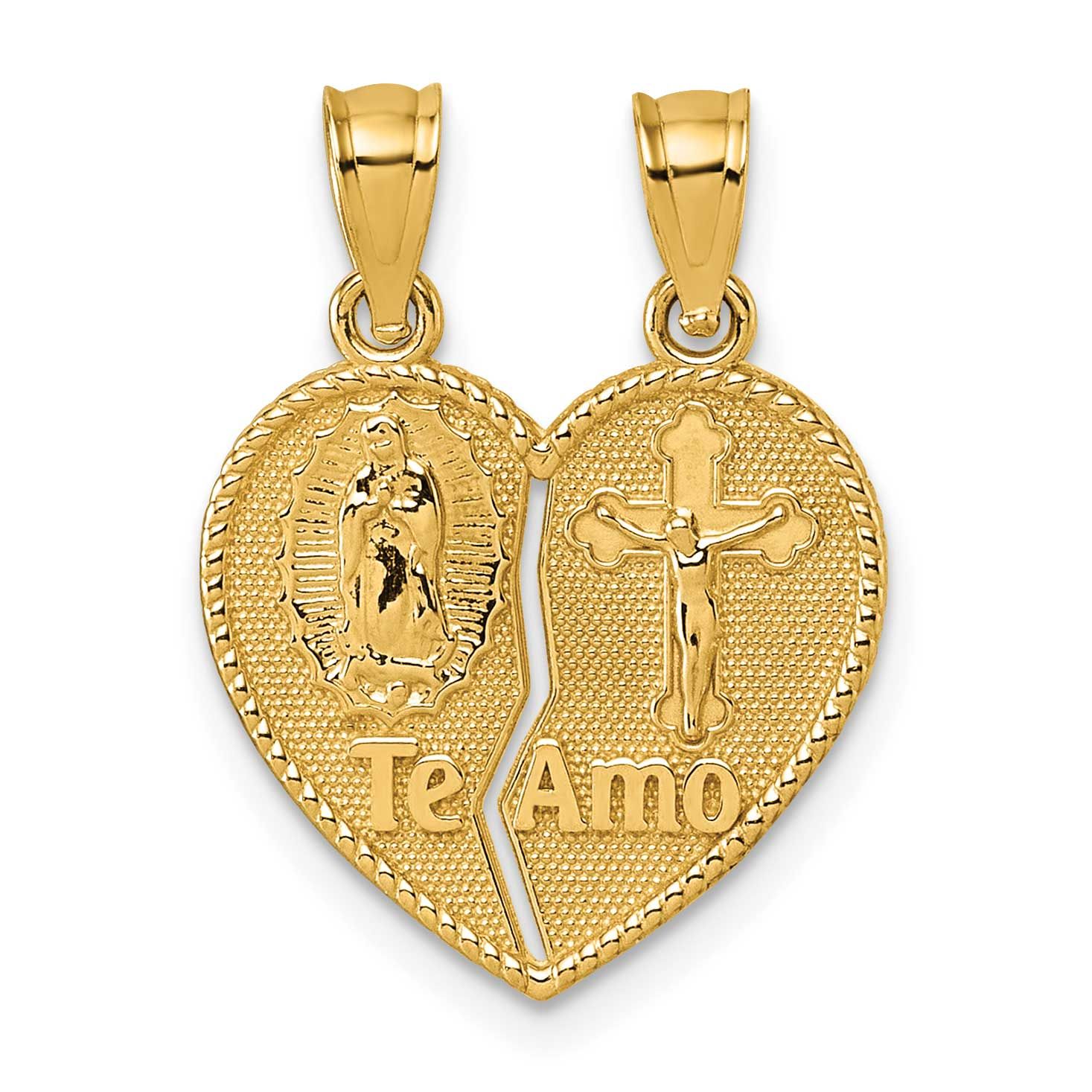 Te Amo Spanish Religious Break-Apart Heart Pendant 14k Gold Polished, MPN: K10003, UPC: