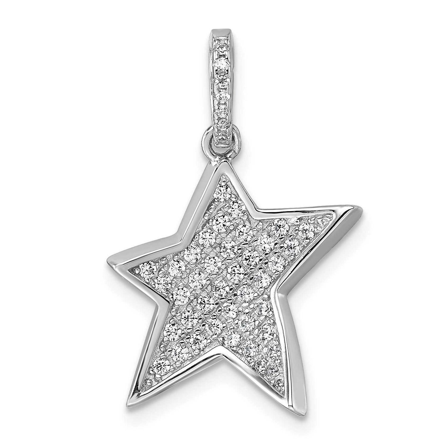 CZ Concave Star Pendant Sterling Silver Rhodium-Plated, MPN: QP5938, UPC: