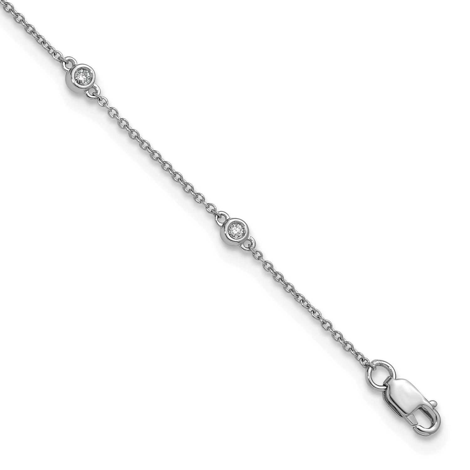 Diamond Station Cable Anklet 14k White Gold, MPN: PM1010-013-WA-9, UPC: