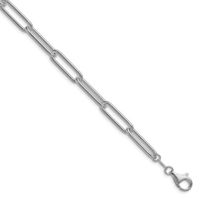 Polished 6.5mm Paperclip Chain 8 Inch Sterling Silver Rhodium-Plated, MPN: QPCL180R-8, UPC: