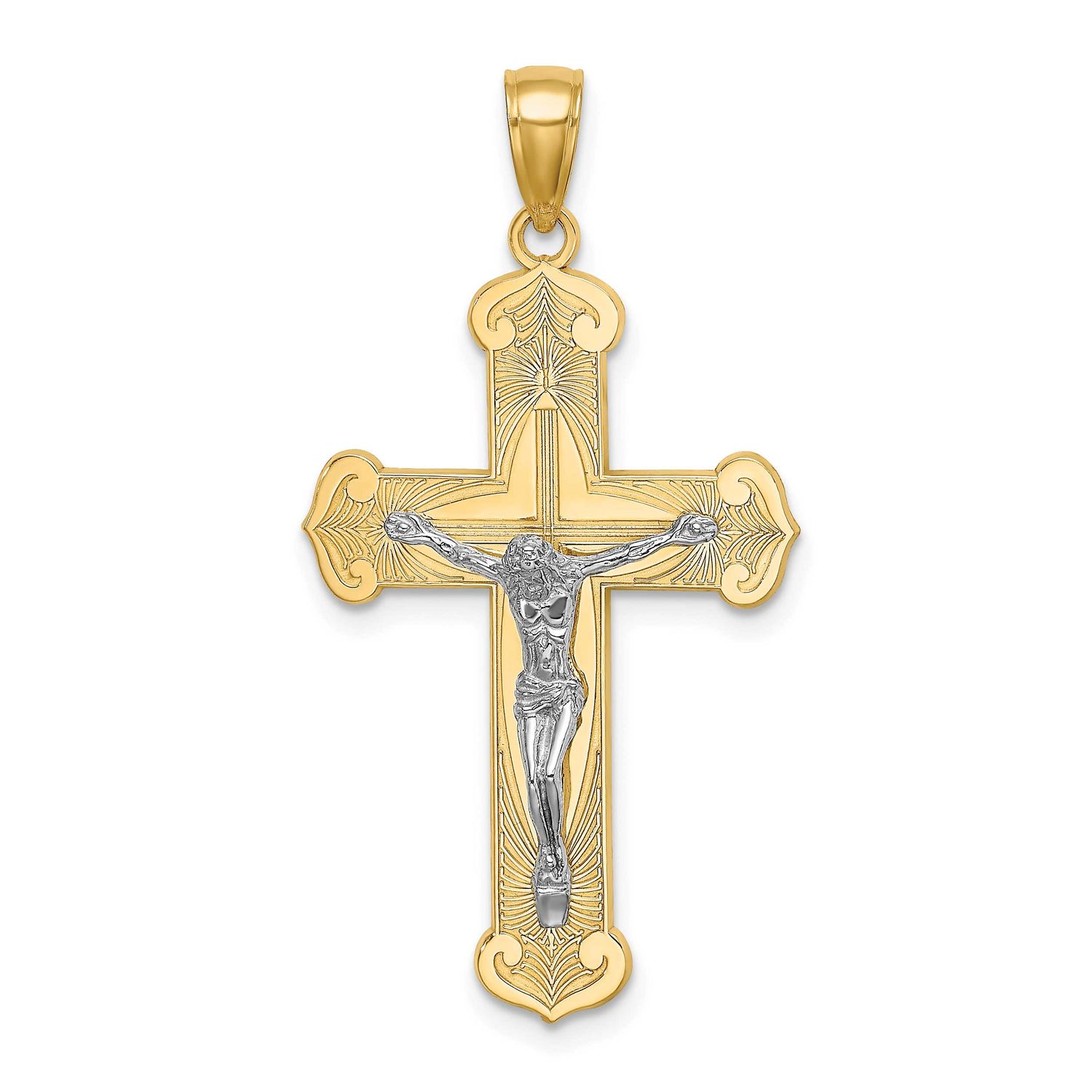Engraved Crucifix Charm 14k Two Tone Gold, MPN: K9216, UPC: 637218085187