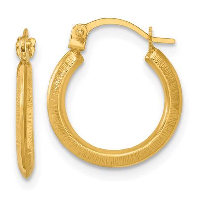 Textured 1.75mm Hoop Earrings 14k Gold Polished, MPN: TF2385, UPC: