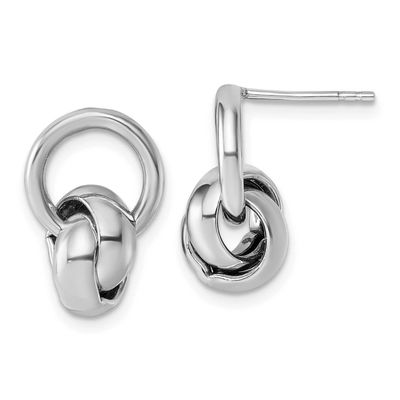 Polish Love Knot Dangle Post Earrings Sterling Silver Rhodium-Plated, MPN: QE18013, UPC:
