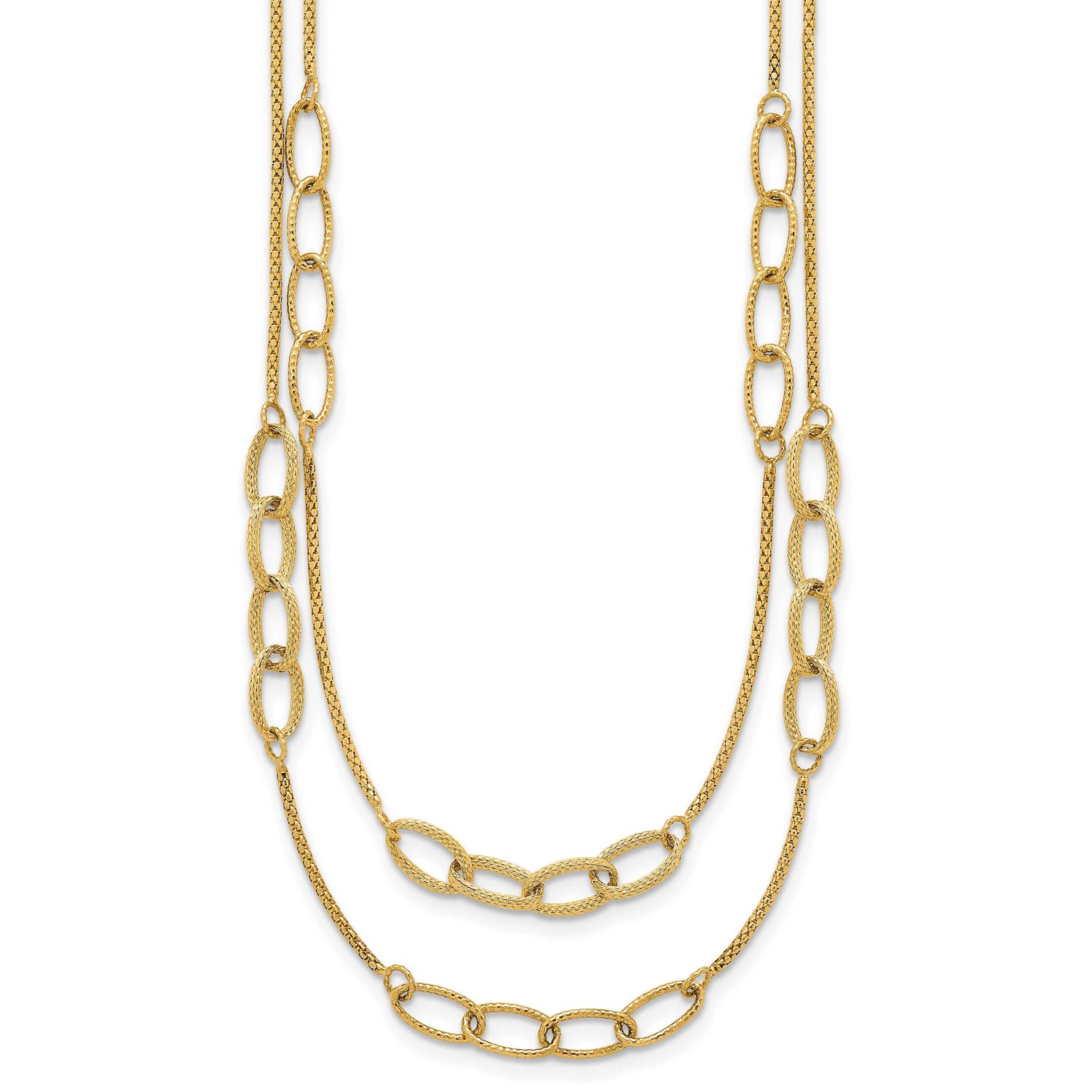 Textured Woven 2 StrNecklace 14k Gold Polished, MPN: SF3216-17.5, UPC: