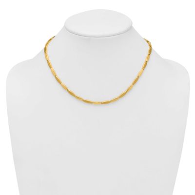Brushed and Polished Fancy Bar Link 4mm Necklace 14k Gold, MPN: SF3214-16.75, UPC: