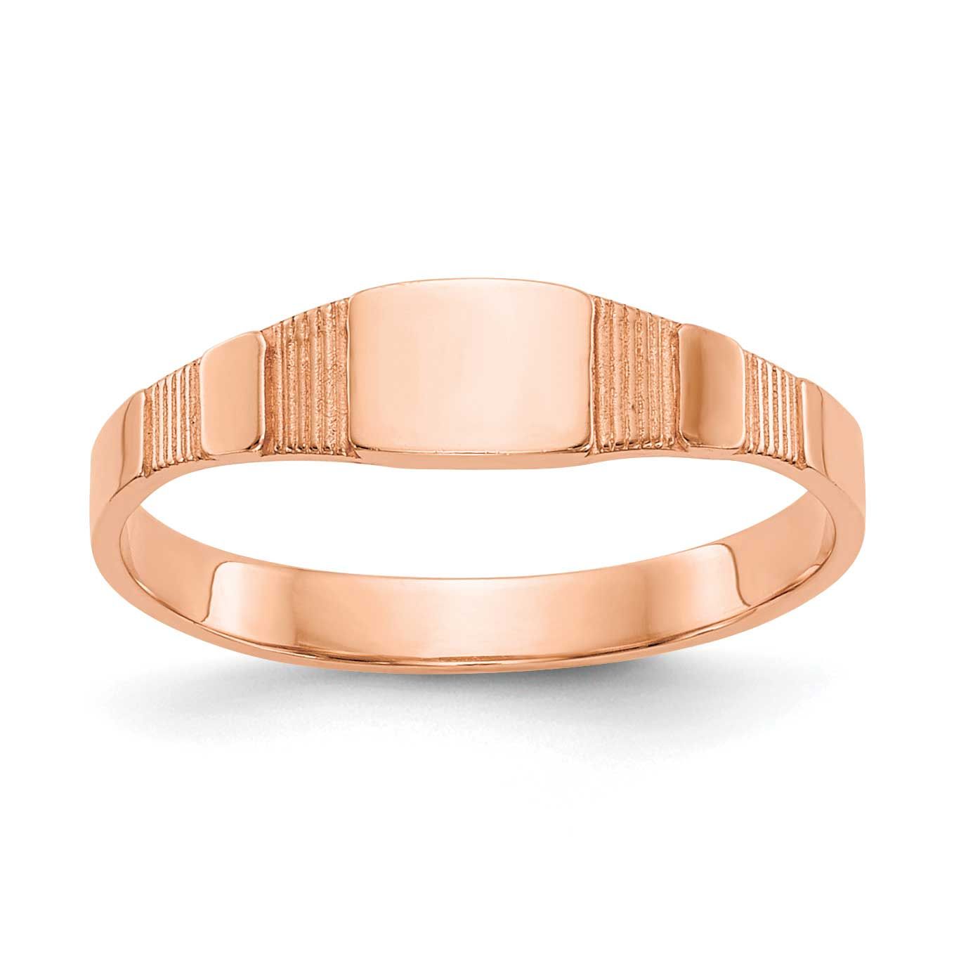 Rose Gold Polished Square Baby Signet Ring 10k Gold, MPN: 10R526R, UPC: