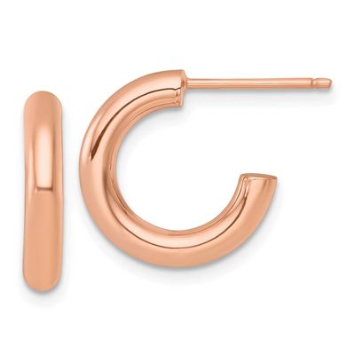 3.0 x 16mm Polished Post Hoop Earrings 14k Rose Gold, MPN: TF2528R, UPC: