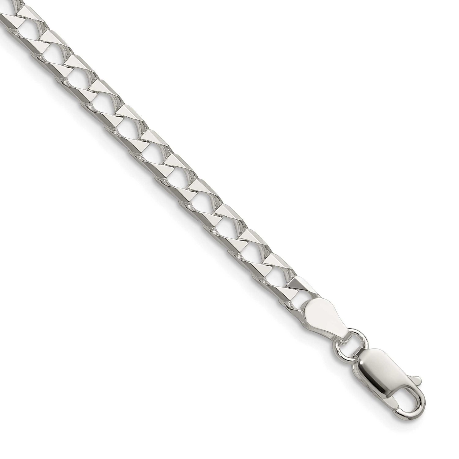 4mm Diamond-cut Square Curb Chain 18 Inch Sterling Silver, MPN: QFOC150-18, UPC: