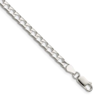 4mm Diamond-cut Square Curb Chain 18 Inch Sterling Silver, MPN: QFOC150-18, UPC: