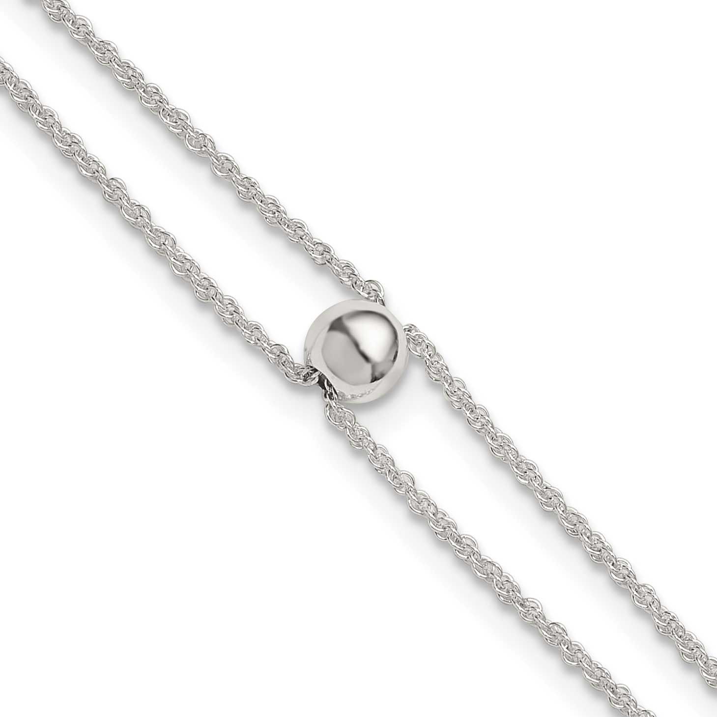 2 Strand Bead 9 Inch Plus 1 Inch Extension Anklet Sterling Silver Polished, MPN: QG6904-9, UPC: