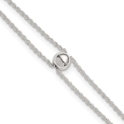 2 Strand Bead 9 Inch Plus 1 Inch Extension Anklet Sterling Silver Polished, MPN: QG6904-9, UPC: