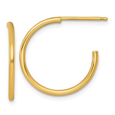 1.5 x 20mm Polished Post Hoop Earrings 14k Gold, MPN: TF2495, UPC: