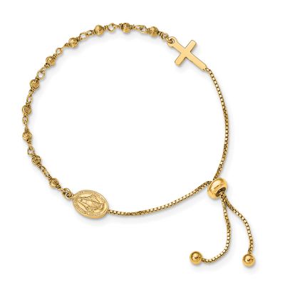Miraculous Medal Adjustable Bracelet Sterling Silver Gold-Tone, MPN: QG4778GP, UPC:
