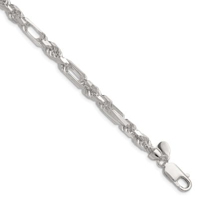 6mm Diamond-cut Figarope Chain 8 Inch Sterling Silver, MPN: QFGR110-8, UPC: