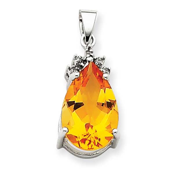 Citrine &amp; Diamond Pendant 14k White Gold, MPN: XP2809CI/A, UPC: 883957475004