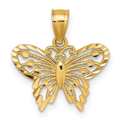 Diamond Cut Polished Butterfly Pendant 14k Gold Polished, MPN: K10030, UPC: