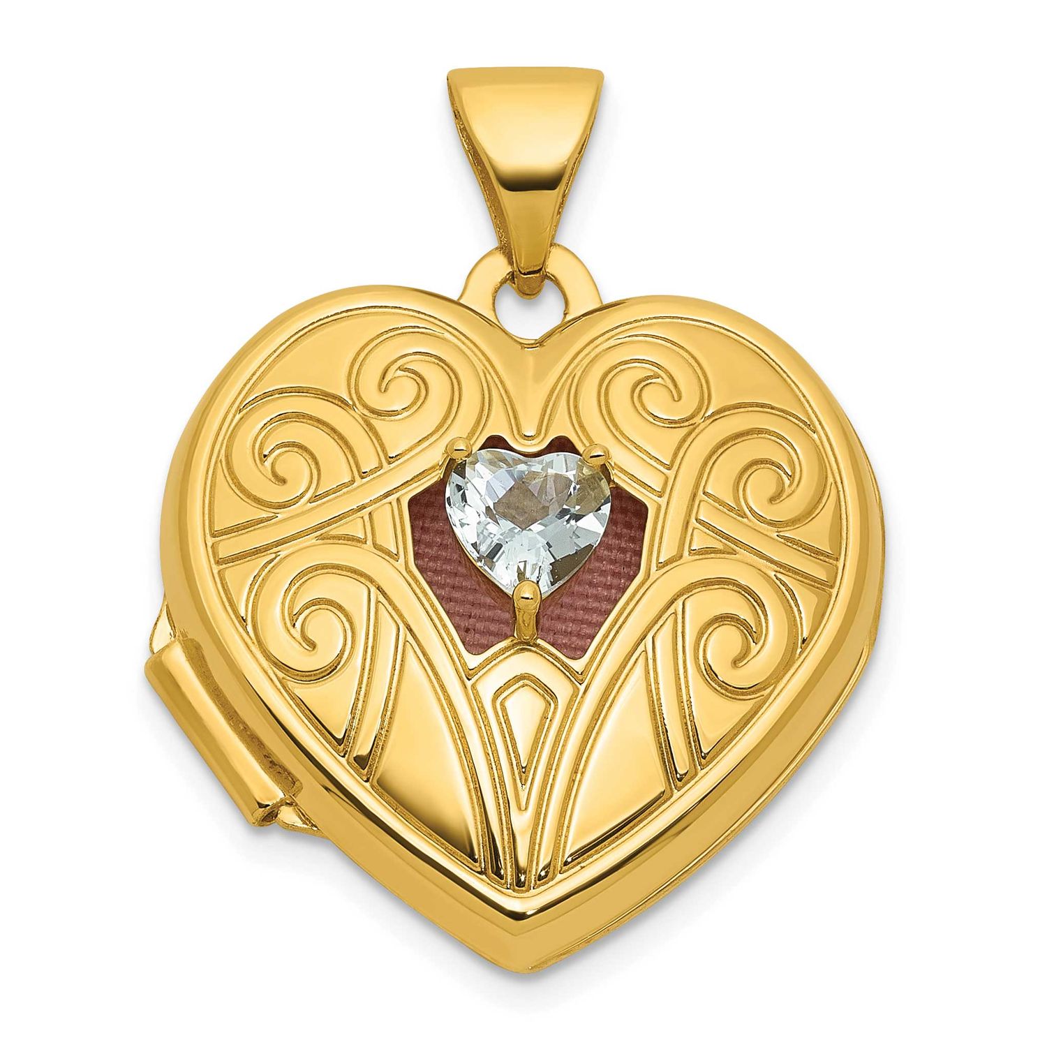 Aquamarine March Birthstone 18mm Heart Locket 14k Gold Polished, MPN: XL881MAR, UPC: