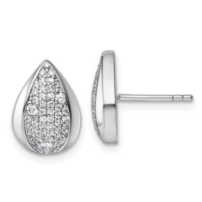 CZ Teardrop Post Earrings Sterling Silver Rhodium-Plated, MPN: QG7167E, UPC: