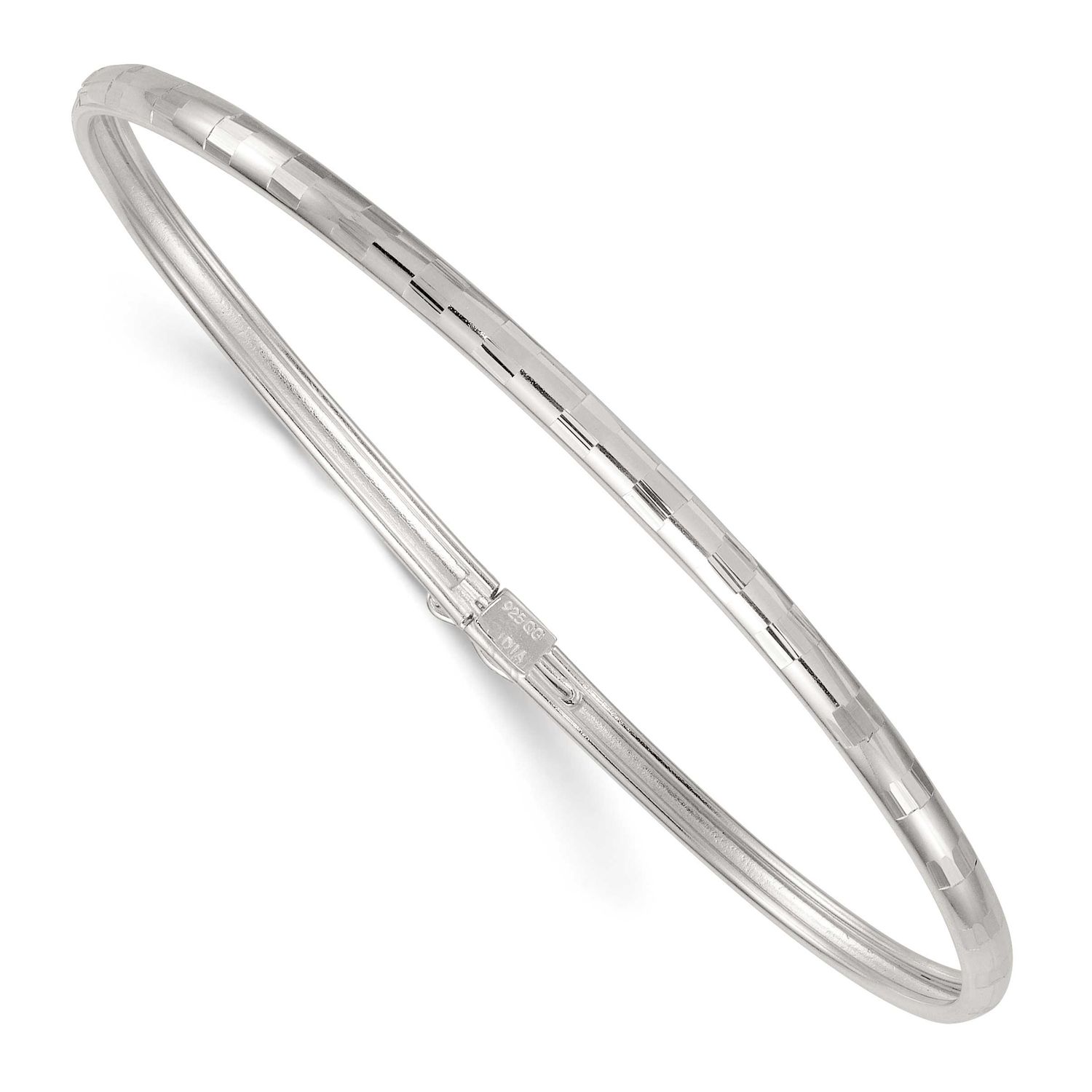 Diamond-Cut 3.0mm Flexible Bangle Sterling Silver Polished, MPN: QB1614, UPC: