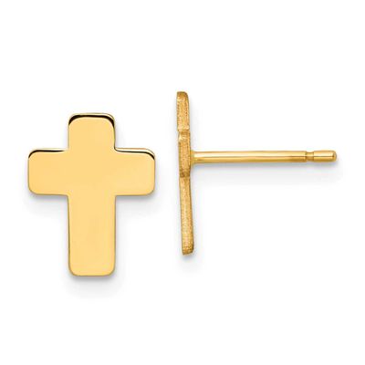 Polished Cross Post Earrings 14k Gold, MPN: TE978, UPC: