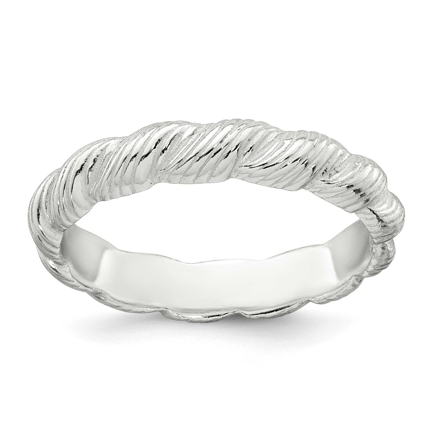 Grooved Twisted Ring Sterling Silver Polished, MPN: QR7702, UPC: