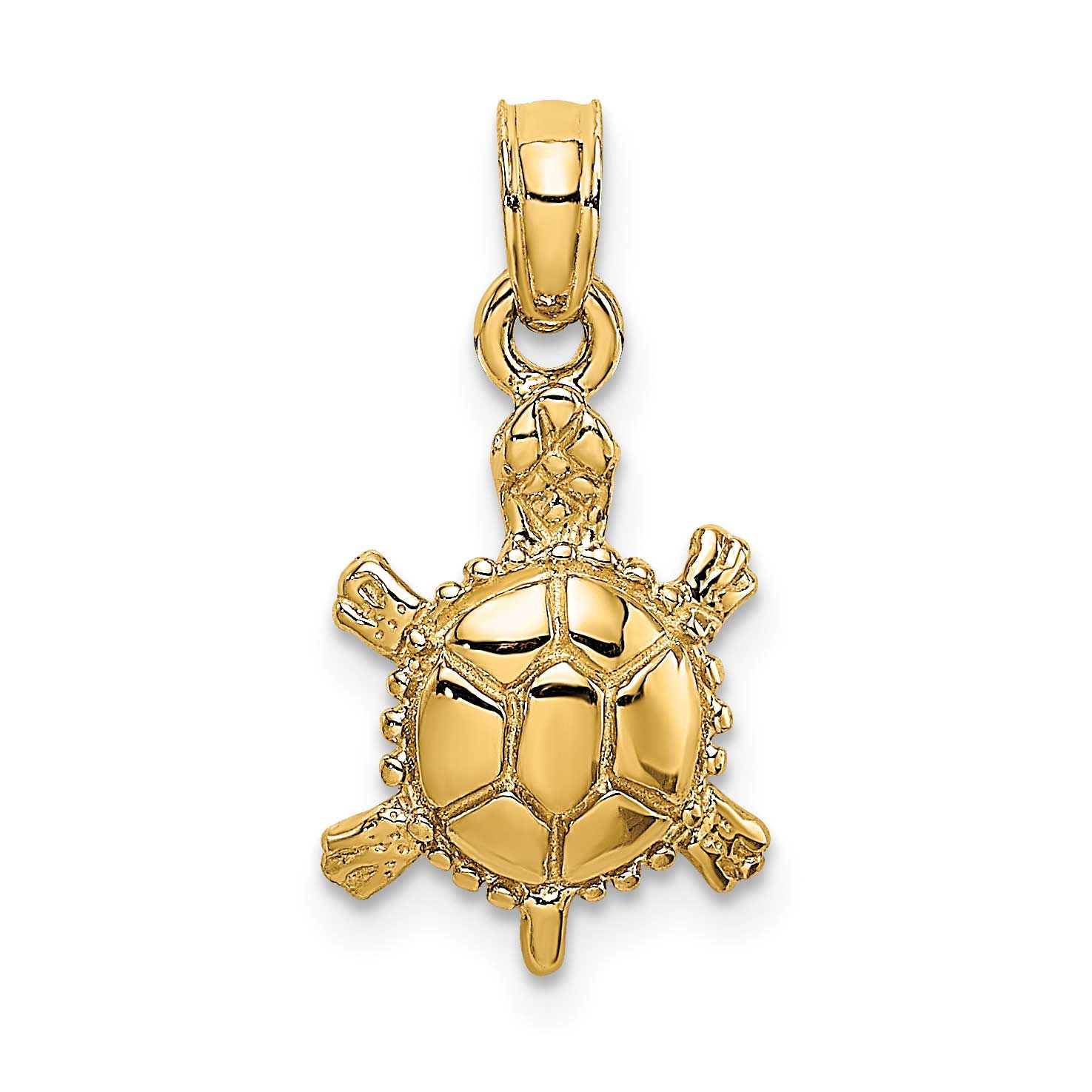 3-D Polished Land Turtle Charm 10k Gold, MPN: 10K6611, UPC: 196904221525