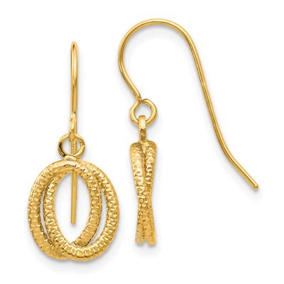 Textured Fancy Dangle Earrings 14k Gold, MPN: YE1661Y, UPC: