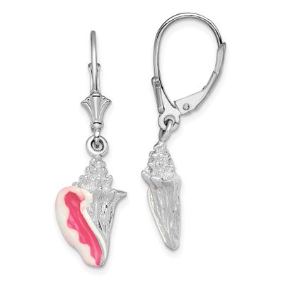 De-Ani Enameled Small Conch Shell Leverback Earrings Sterling Silver Rhodium-Plated, MPN: QE15526, …