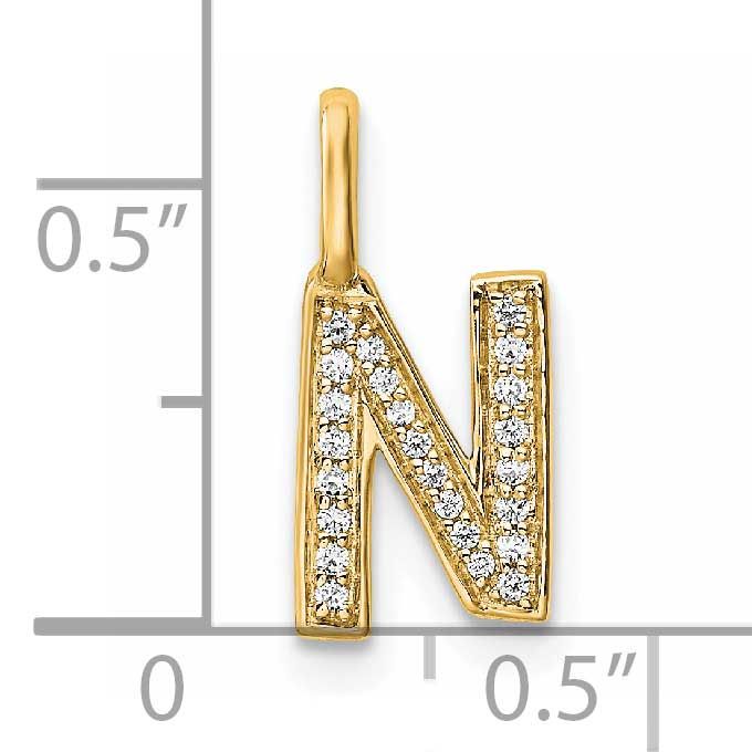 Diamond Letter N Initial Pendant 14k Gold, MPN: PM8367N-008-YA, UPC: