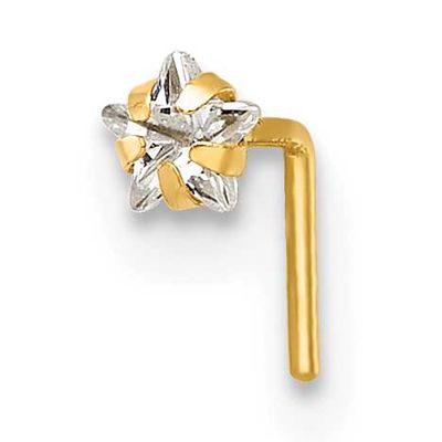 23 Gauge CZ Star Nose Stud 10k Gold Polished, MPN: 10BD209, UPC: