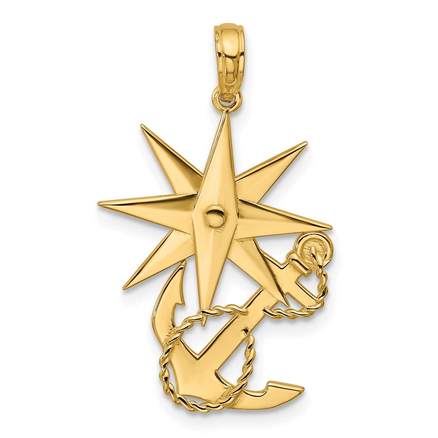 Compass and Anchor with Rope Pendant 14k Gold Polished, MPN: D5750, UPC: