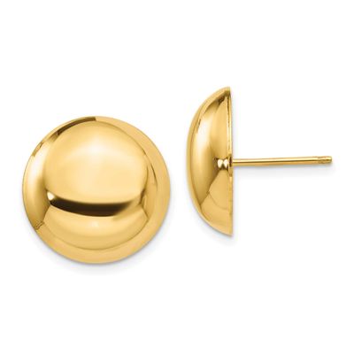 15.50mm Button Post Earrings 14k Gold, MPN: TH654, UPC: 658226126440
