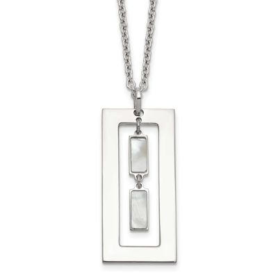 18.25 Inch Rectangle Mother of Pearl Necklace Sterling Silver, MPN: QG6984-18.25, UPC: