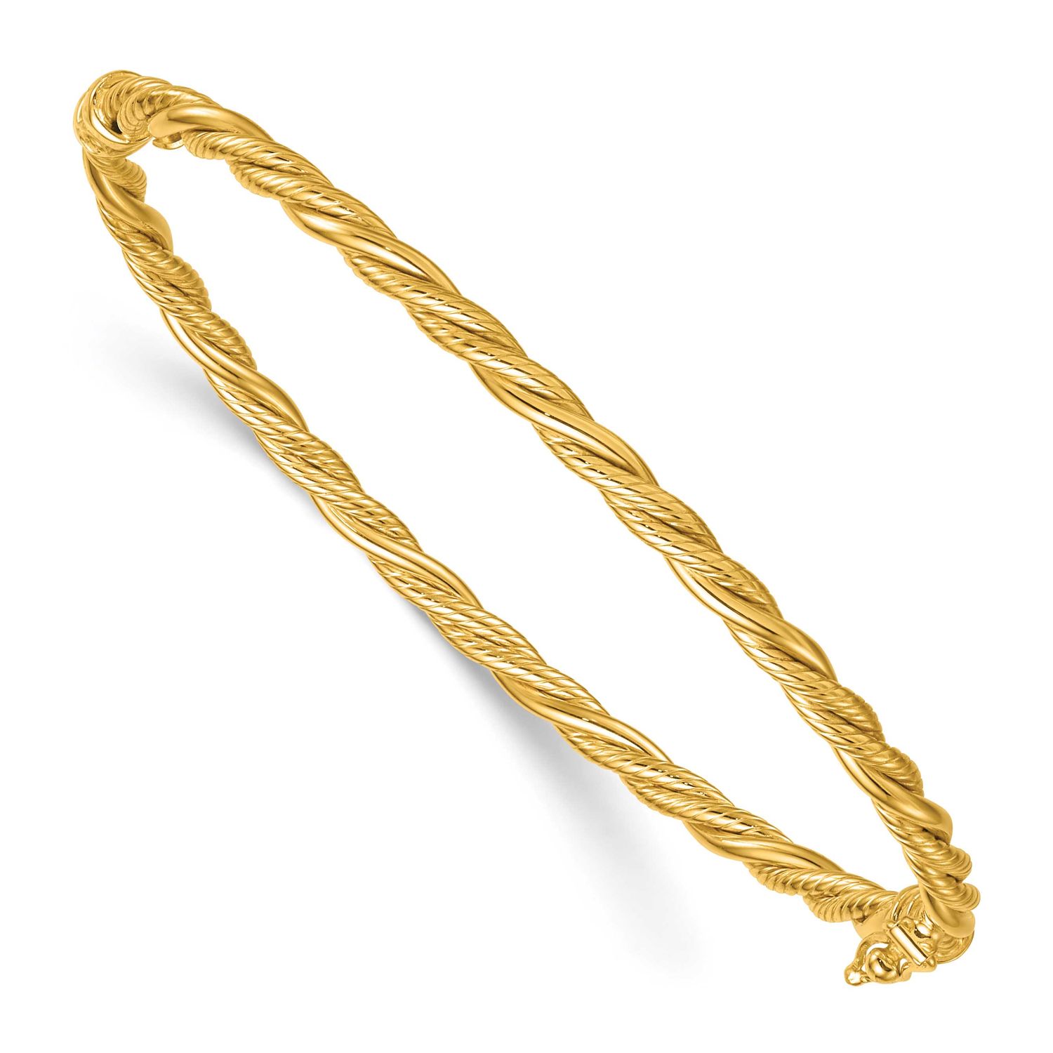 Textured Twisted Hinged Bangle 14k Gold Polished, MPN: DB754, UPC: