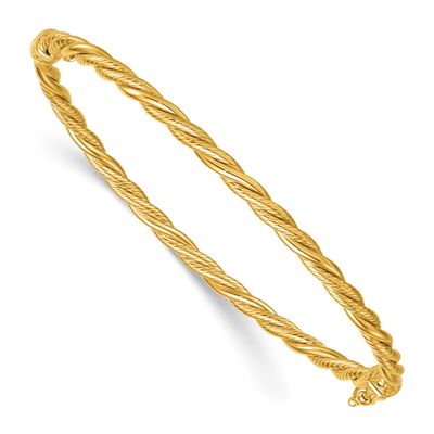 Textured Twisted Hinged Bangle 14k Gold Polished, MPN: DB754, UPC: