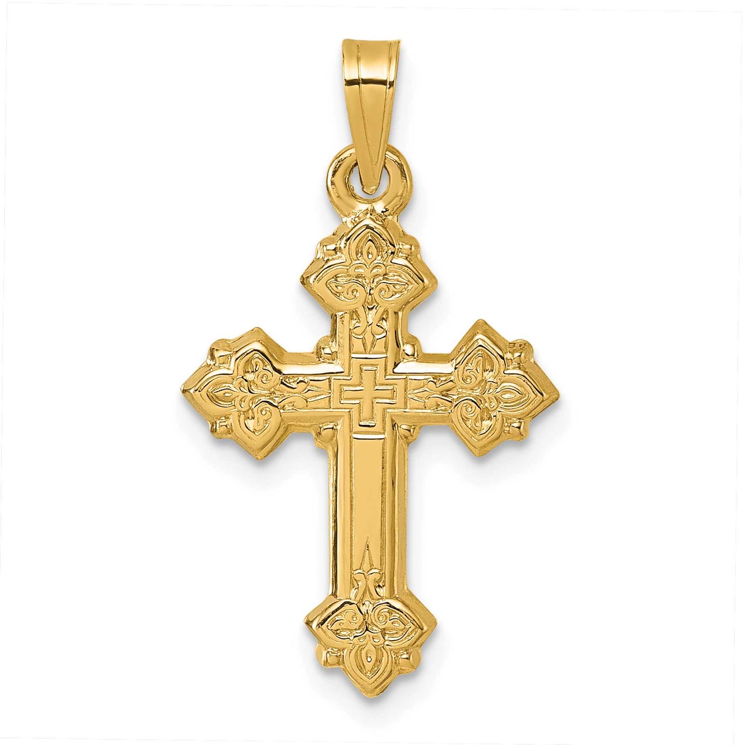 Fleur De Lis Cross Pendant 14k Gold Polished, MPN: XR2173, UPC:
