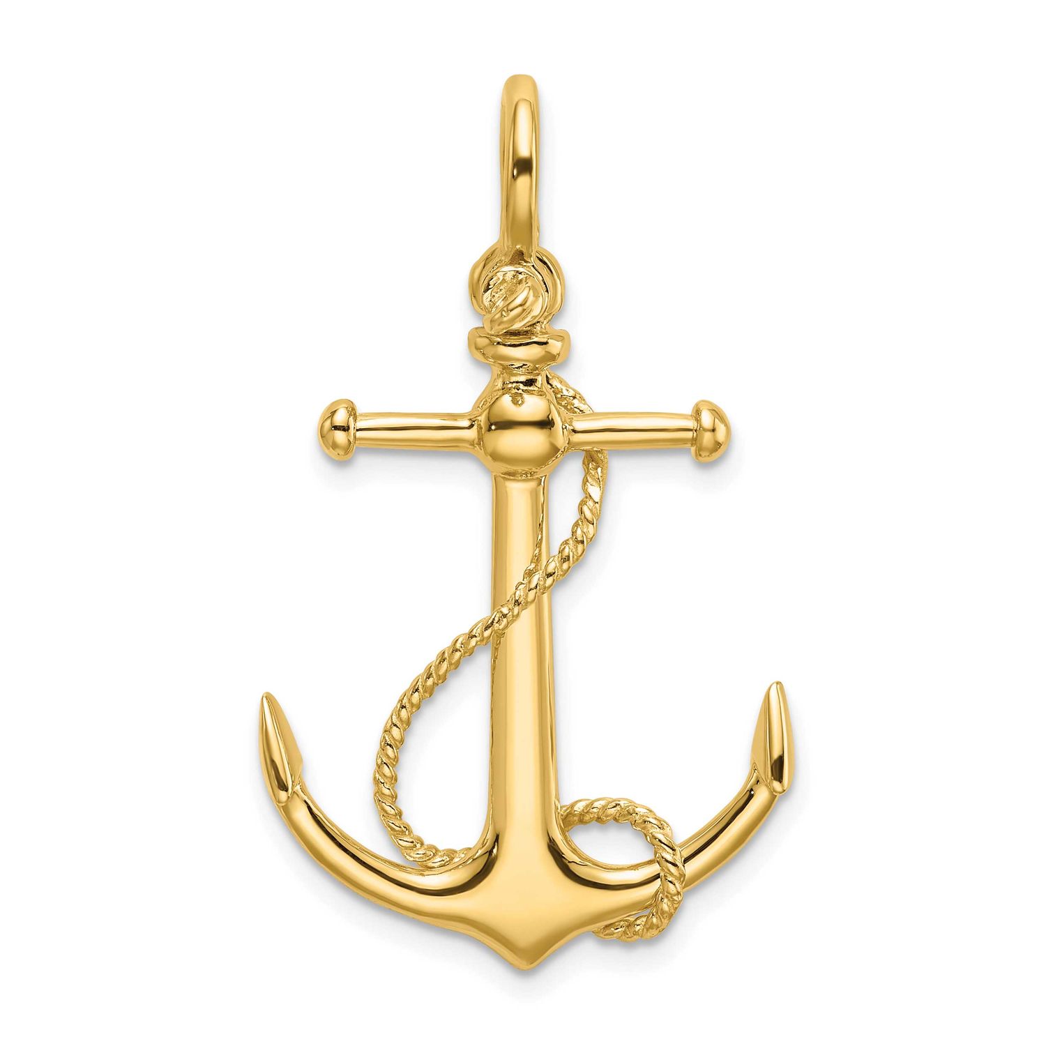 3-D Anchor with Long T Bar and Shackle Bail Charm 10k Gold, MPN: 10K8000, UPC: 63721818699