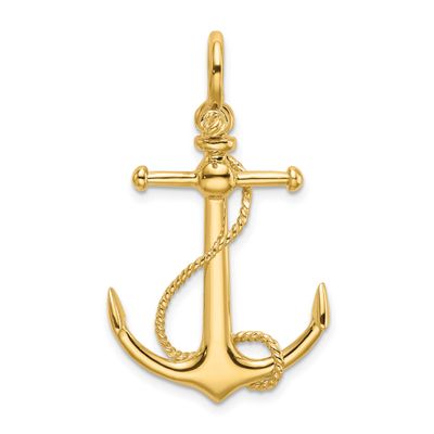 3-D Anchor with Long T Bar and Shackle Bail Charm 10k Gold, MPN: 10K8000, UPC: 63721818699