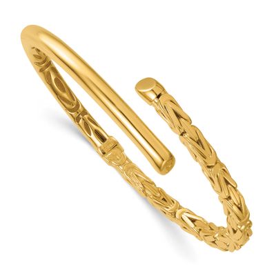 Fancy Byzantine Hinged Cuff Bangle Bracelet 14k Gold Polished, MPN: DB770, UPC: