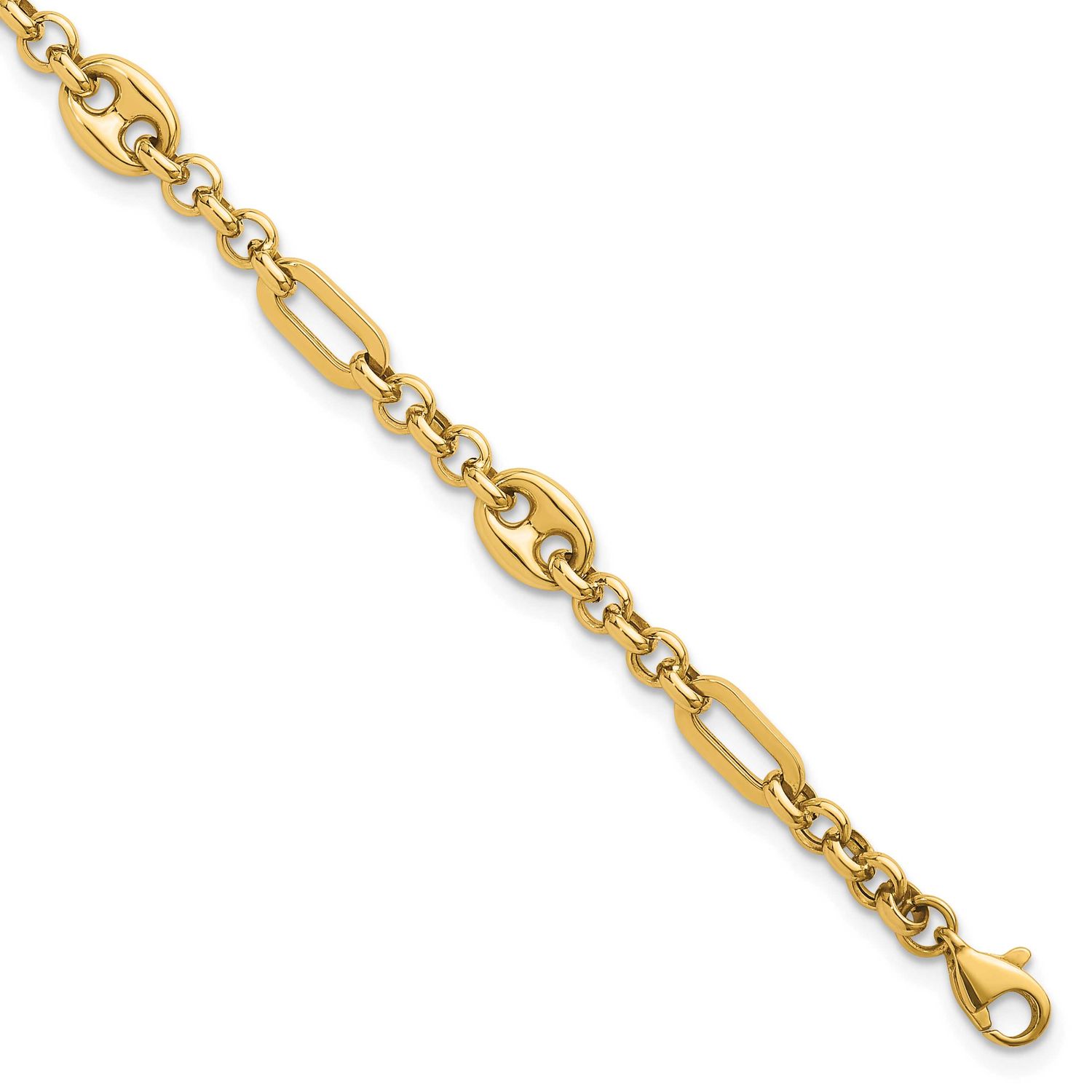 Multi-Link 7.5 In Bracelet 14k Gold Polished, MPN: SF3162-7.5, UPC: