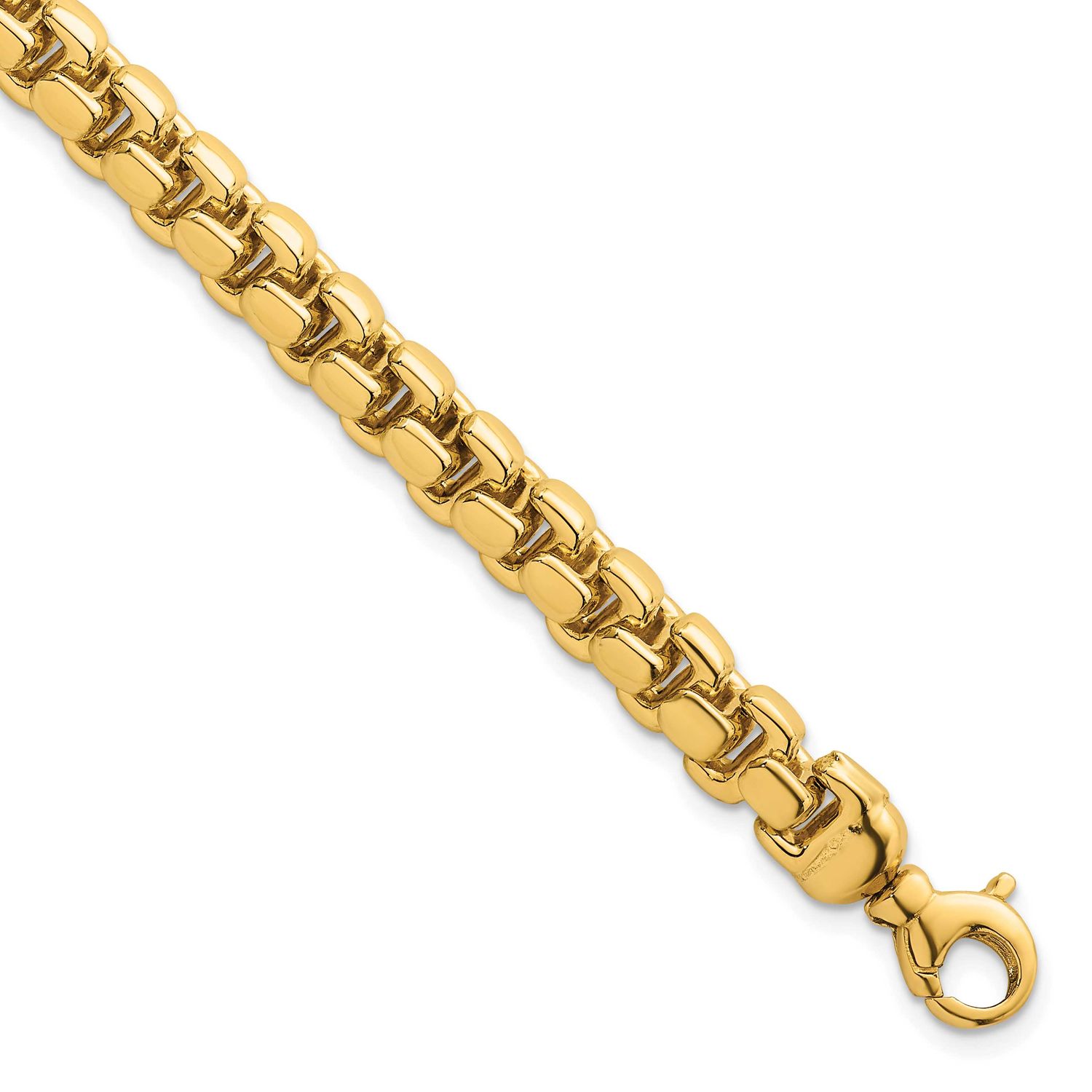 Fancy Square Link 7.5mm Bracelet 14k Gold Polished, MPN: GB304-8, UPC: