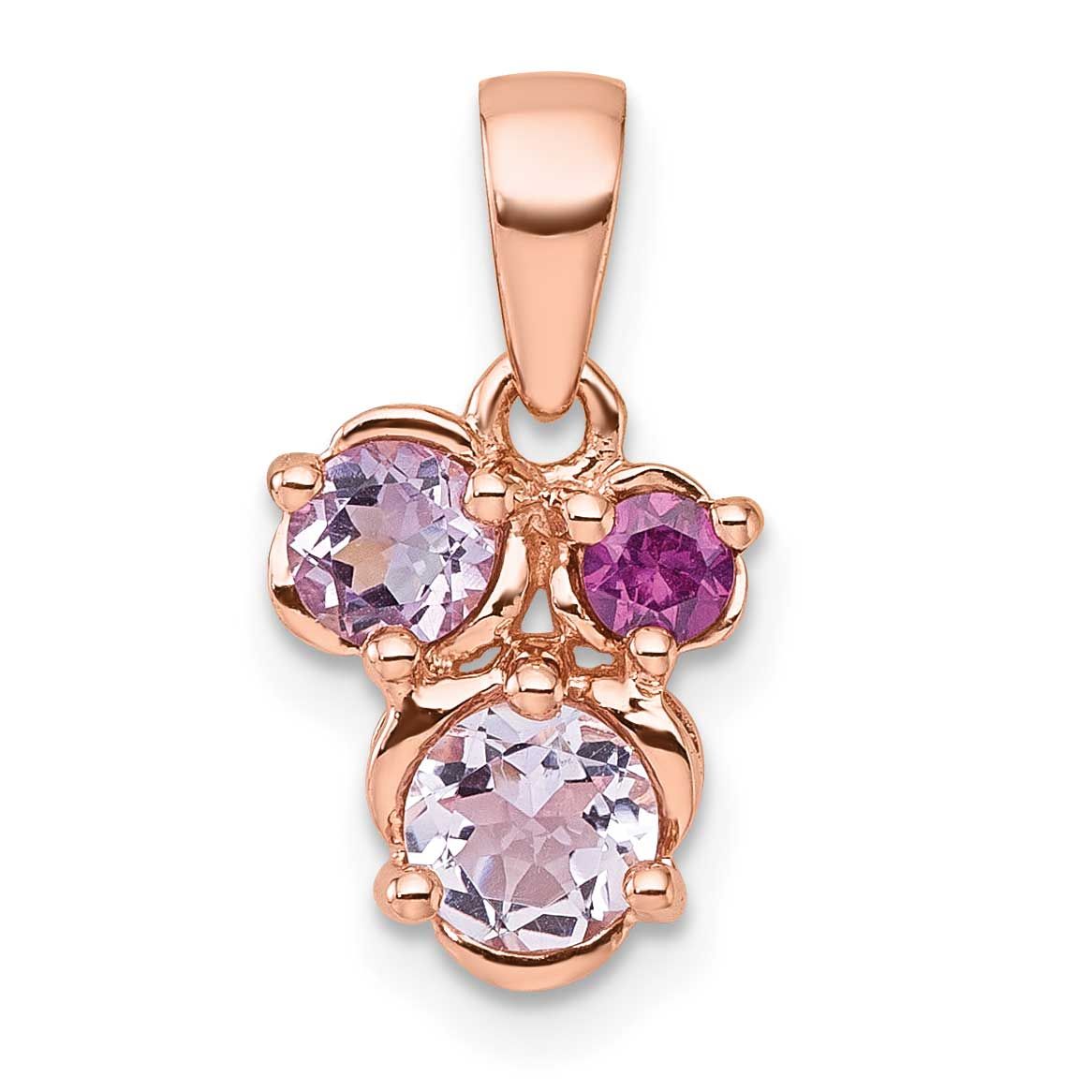 Rose Gold-Plated Amethyst Pink Quartz Rhodolite Garnet Pendant Sterling Silver, MPN: QP5999PQ, UPC:
