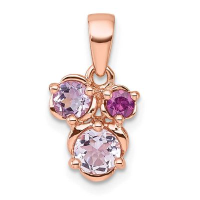 Rose Gold-Plated Amethyst Pink Quartz Rhodolite Garnet Pendant Sterling Silver, MPN: QP5999PQ, UPC: