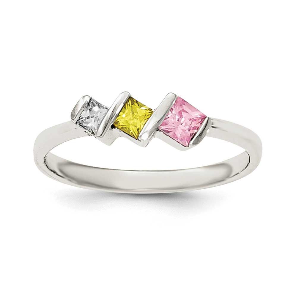 White,Yellow,Pink CZ Ring Sterling Silver Polished, MPN: QR6302, UPC: