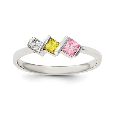 White,Yellow,Pink CZ Ring Sterling Silver Polished, MPN: QR6302, UPC: