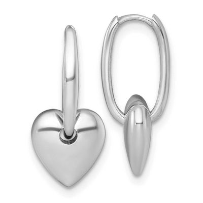 Polished Dangle Heart Hinged Hoop Earrings 14k White Gold, MPN: TF2582W, UPC: