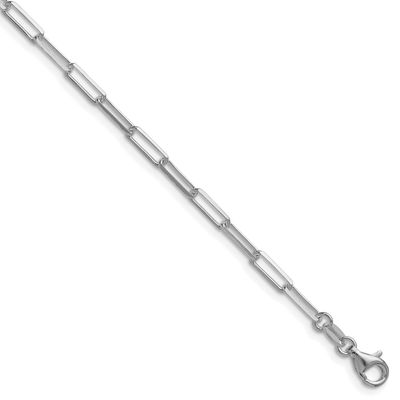 3.1mm Diamond-cut Paperclip Chain 8 Inch Sterling Silver Rhodium-Plated, MPN: QDPC080R-8, UPC: